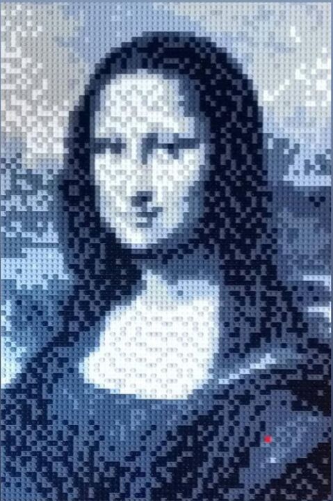 Skulptur mit dem Titel "Joconde ô Lego" von Pix'Elle Art Mosaïque, Original-Kunstwerk, Mosaik Auf Holzplatte montiert