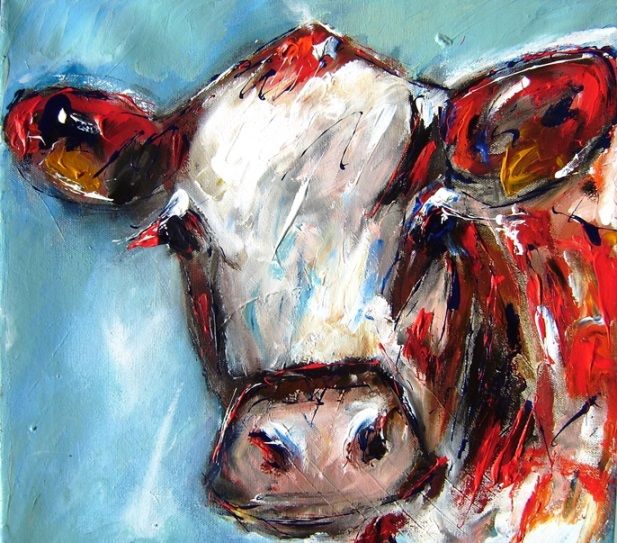 Prenten & gravures getiteld "curious cow" door Pixi, Origineel Kunstwerk