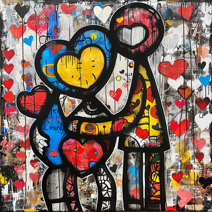 Digitale Kunst getiteld "Family Love" door Pixinxt, Origineel Kunstwerk, AI gegenereerde afbeelding