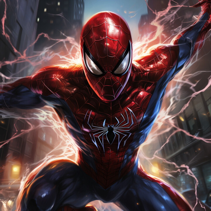 Arts numériques intitulée "Spiderman face to f…" par Pixinxt, Œuvre d'art originale, Image générée par l'IA