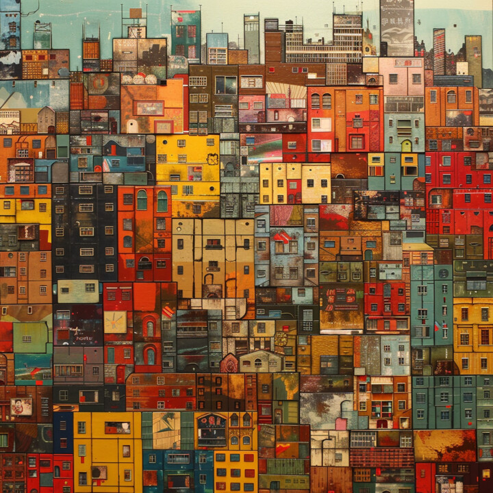 Arts numériques intitulée "Crazy city" par Pixinxt, Œuvre d'art originale, Image générée par l'IA