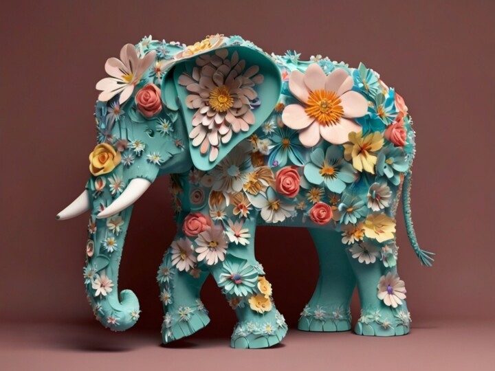 Digital Arts titled "Elephant" by Pixqix, Original Artwork, AI generated image
