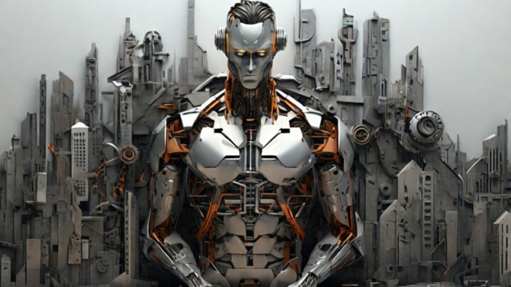 Digitale Kunst getiteld "Mechanical human" door Pixqix, Origineel Kunstwerk, AI gegenereerde afbeelding
