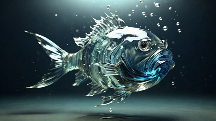 Цифровое искусство под названием "Fish" - Pixqix, Подлинное произведение искусства, Изображение, сгенерированное ИИ