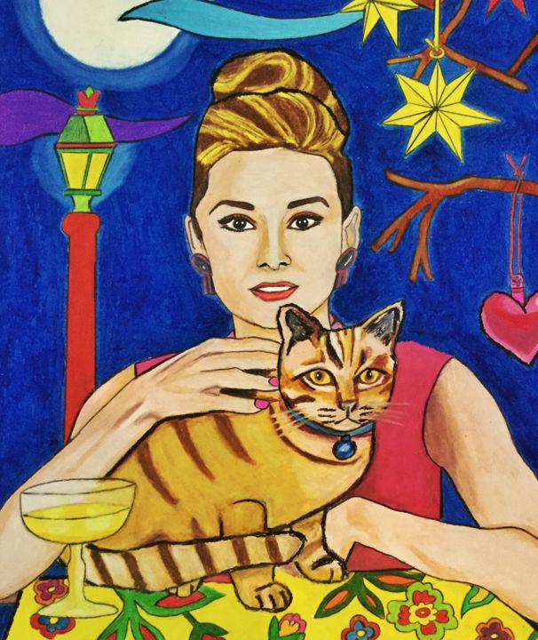 Malerei mit dem Titel "Audrey" von Art By Piya, Original-Kunstwerk