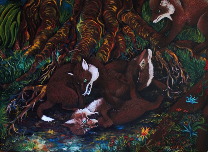 Peinture intitulée "Racines Sauvages" par Patrick Jannin, Œuvre d'art originale, Acrylique
