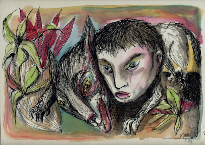 Drawing titled "Quelque chose comme…" by Patrick Jannin, Original Art, Ink