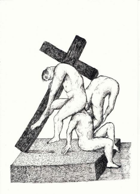 Dibujo titulada "Les chrétiens iront…" por Patrick Jannin, Obra de arte original
