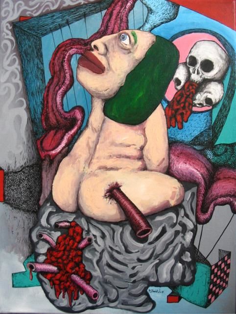 Peinture intitulée "La mort dans l'âme" par Patrick Jannin, Œuvre d'art originale