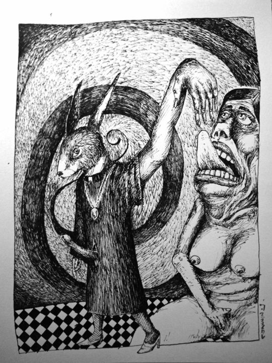 Disegno intitolato "Ton Gourou Tu Adore…" da Patrick Jannin, Opera d'arte originale