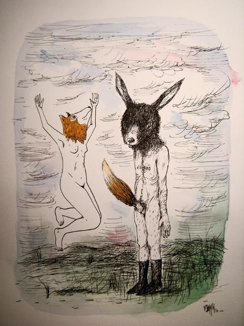 Disegno intitolato "The Fox, The Tail &…" da Patrick Jannin, Opera d'arte originale, Altro