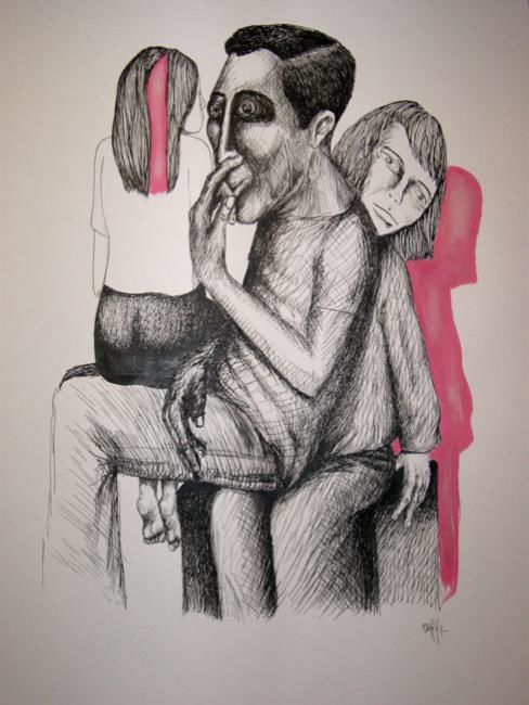 Zeichnungen mit dem Titel "La Vie en Rose / Pa…" von Patrick Jannin, Original-Kunstwerk, Andere