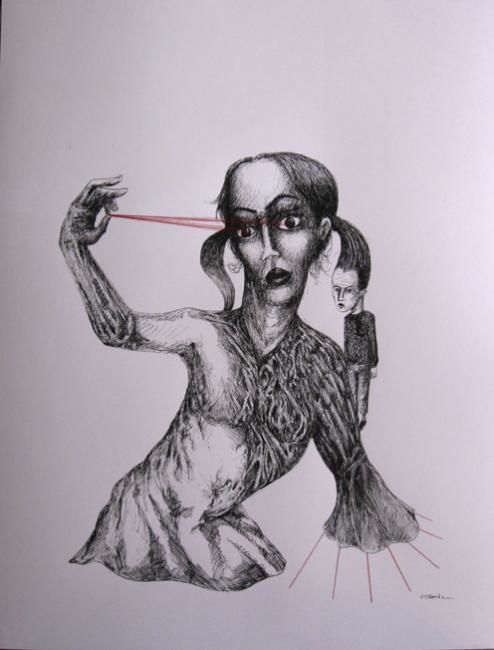 Dessin intitulée "L'Intuition Féminine" par Patrick Jannin, Œuvre d'art originale, Autre