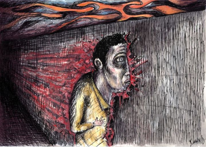 Zeichnungen mit dem Titel "Suicide par Erosion" von Patrick Jannin, Original-Kunstwerk, Andere