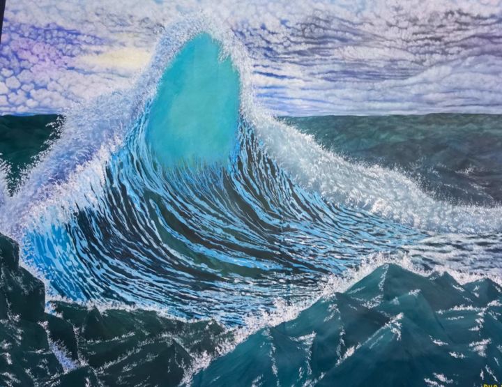 Painting titled "WAVE" by Olga Pisarenko, Original Artwork, Acrylic
