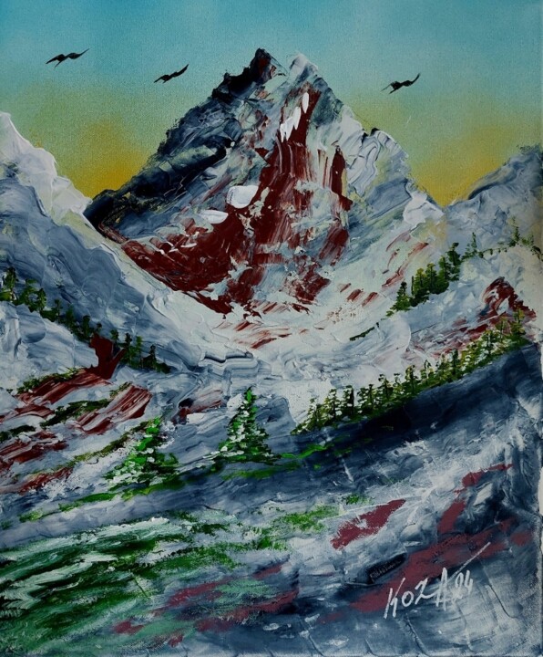 Peinture intitulée "Les six vallées" par Pascal Koza, Œuvre d'art originale, Acrylique Monté sur Châssis en bois