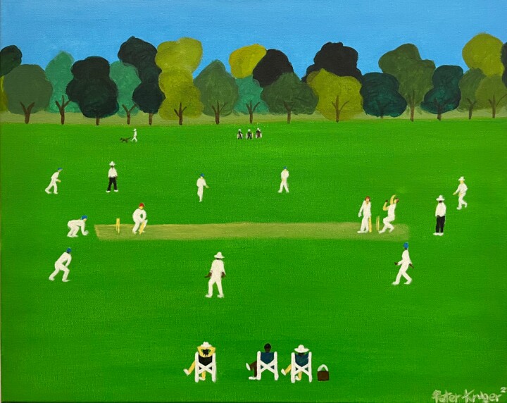 Schilderij getiteld "Park Cricket" door Peter Kruger, Origineel Kunstwerk, Acryl