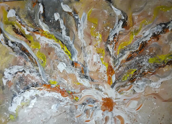 Painting titled "FIRE BLOSSOM, ABSTR…" by Plakhotnyk Nataliia, Original Artwork, Acrylic