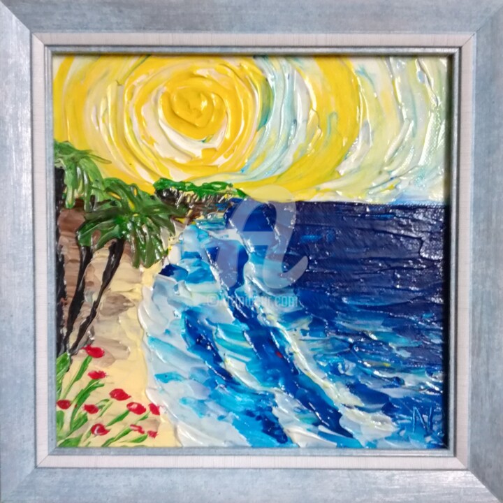 Painting titled "Waves" by Plakhotnyk Nataliia, Original Artwork, Acrylic