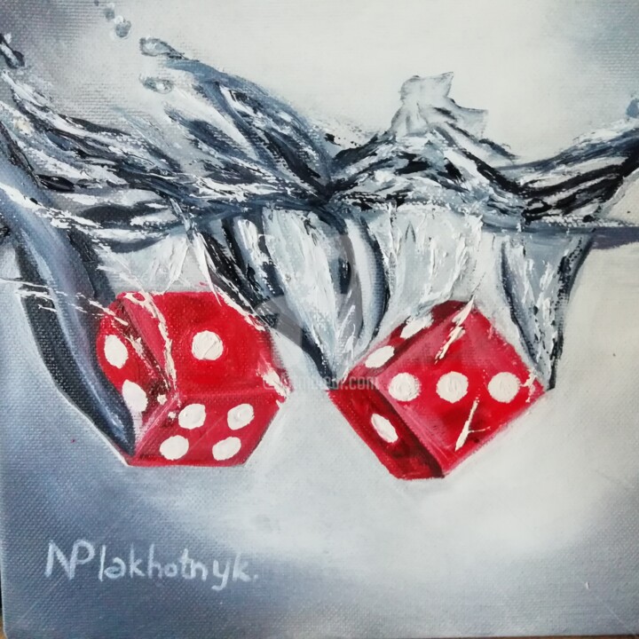 Painting titled "The dices of Luck" by Plakhotnyk Nataliia, Original Artwork, Oil