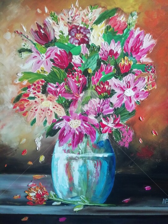 Painting titled "Bouquet of June" by Plakhotnyk Nataliia, Original Artwork, Oil