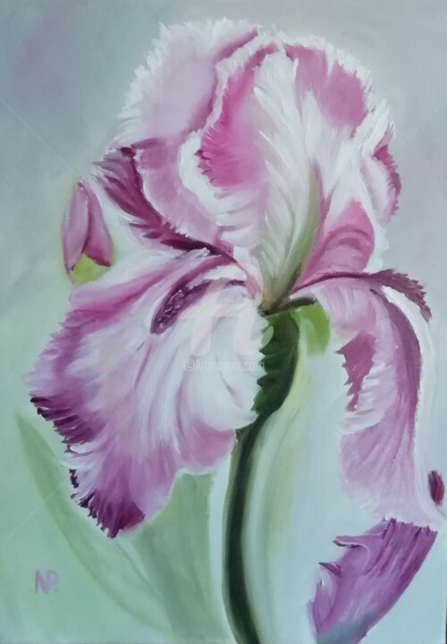 Painting titled "Iris" by Plakhotnyk Nataliia, Original Artwork, Oil
