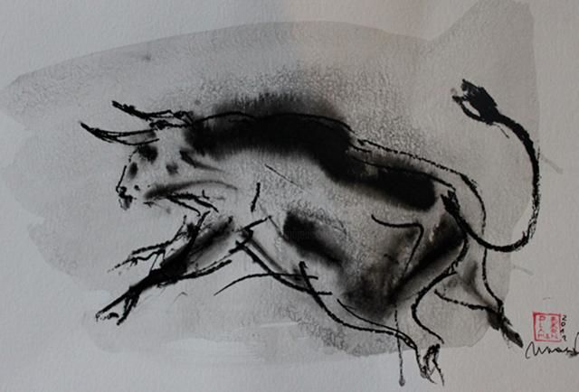 Ζωγραφική με τίτλο "Bull" από Plamen Enev, Αυθεντικά έργα τέχνης