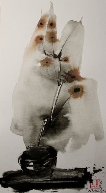 Painting titled "Winter Vase" by Plamen Enev, Original Artwork