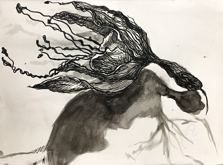 Painting titled "Dry Twirl" by Planeta Rium, Original Artwork, Ink