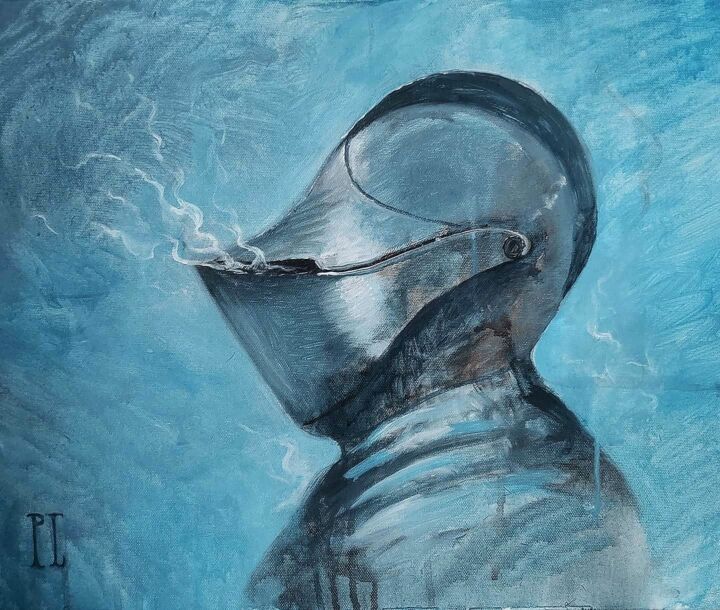 Peinture intitulée "Le casque" par Pierre-Louis Calatayud (PL artwork), Œuvre d'art originale, Acrylique Monté sur Châssis e…