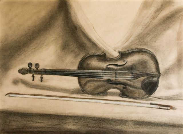 Peinture intitulée "Le violon de Pierre…" par Diane Plasse, Œuvre d'art originale
