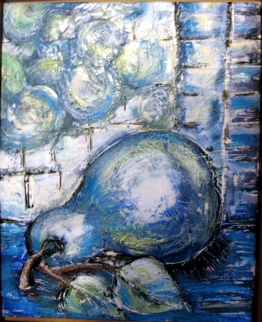 Painting titled "Poire ombrée" by Diane Plasse, Original Artwork