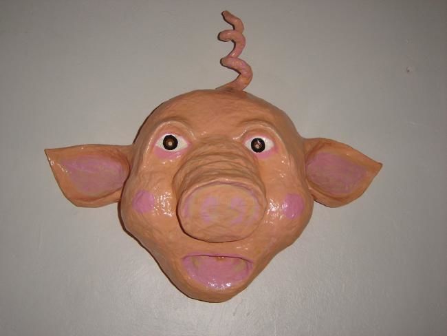 Sculpture intitulée "tête de cochon" par La Plasticerie, Œuvre d'art originale