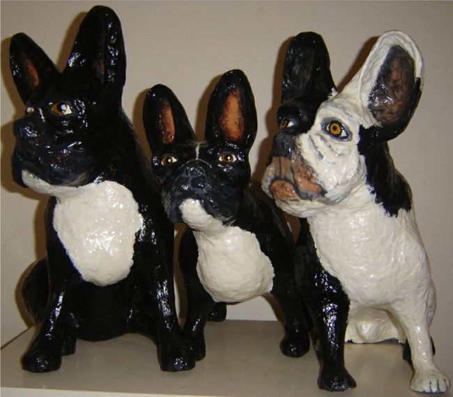 Sculpture intitulée "bouledogue family" par La Plasticerie, Œuvre d'art originale