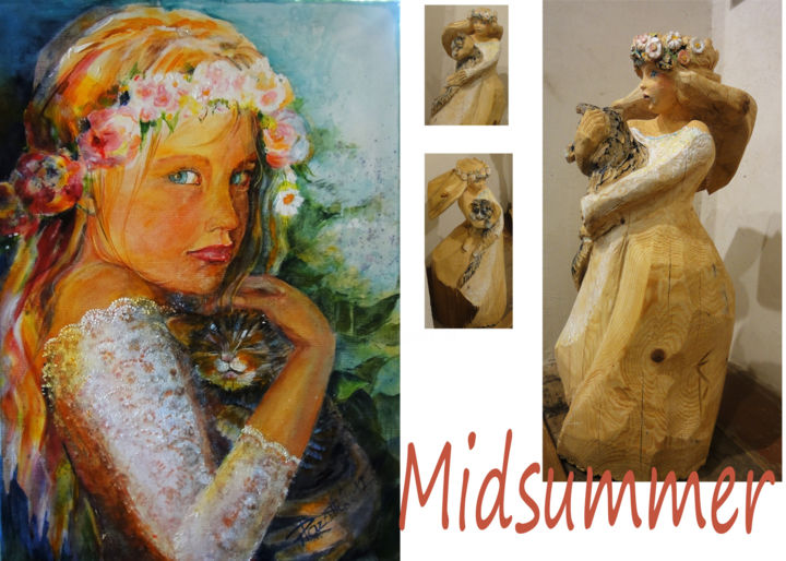 Скульптура под названием "midsummer-maedchen-…" - Edith Plazotta, Подлинное произведение искусства