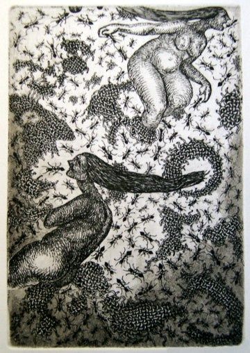 Printmaking titled "Ants" by Plamena Doycheva, Original Artwork, Engraving