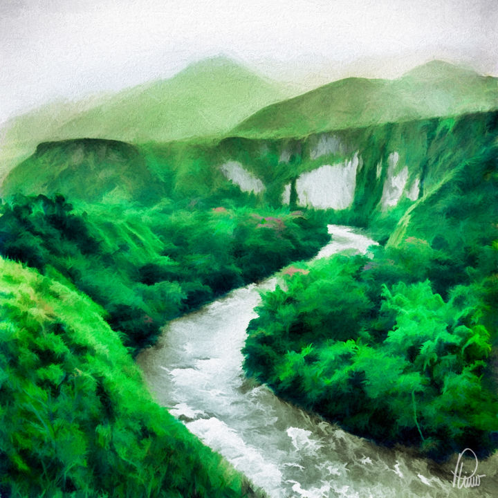 Fotografie getiteld "Paez River - Tierra…" door Plinio Carvajal, Origineel Kunstwerk, Gemanipuleerde fotografie