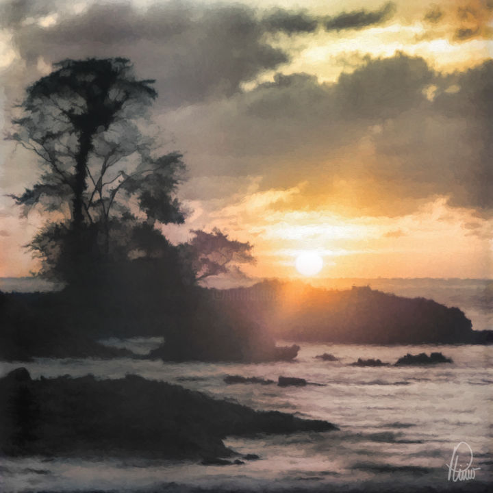 Fotografia intitulada "Sunset on Playa Bla…" por Plinio Carvajal, Obras de arte originais, Fotografia Manipulada