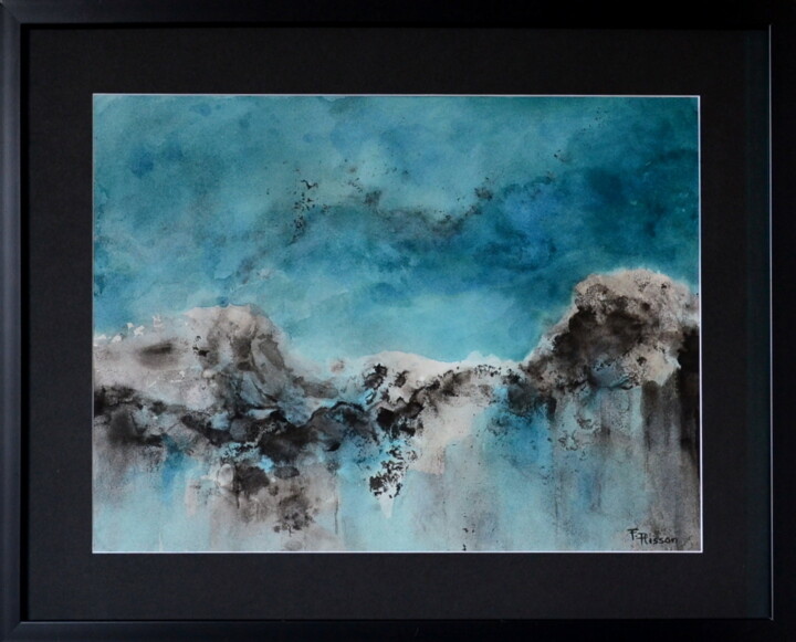 Painting titled "sans titre 13* verr…" by Fabrice Plisson, Original Artwork, Watercolor Mounted on Wood Stretcher frame