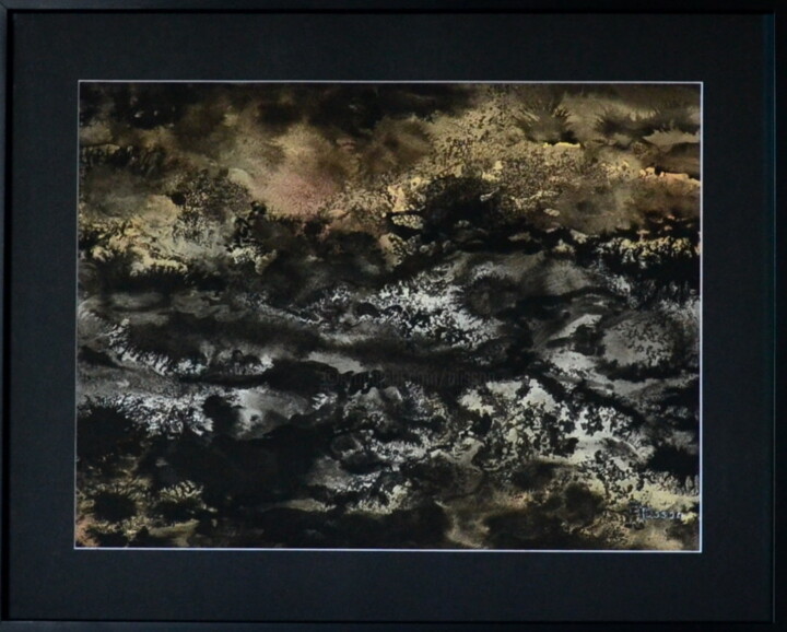 Malerei mit dem Titel "sans titre 16 * ver…" von Fabrice Plisson, Original-Kunstwerk, Aquarell Auf Holzplatte montiert