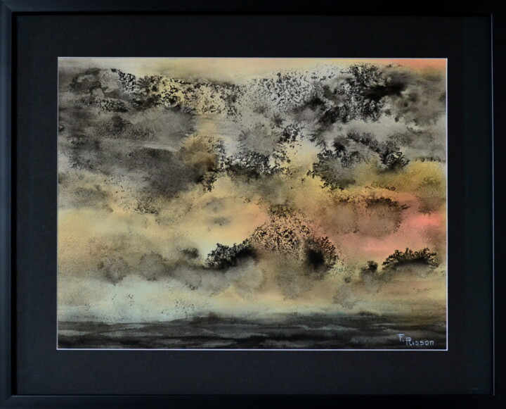 Painting titled "sans titre 17 * ver…" by Fabrice Plisson, Original Artwork, Watercolor Mounted on Wood Stretcher frame