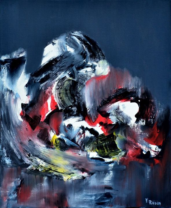 Painting titled "abstraction figurat…" by Fabrice Plisson, Original Artwork, Oil Mounted on Wood Stretcher frame