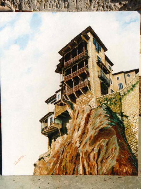 Painting titled "CASAS COLGADAS" by Pepe, Original Artwork