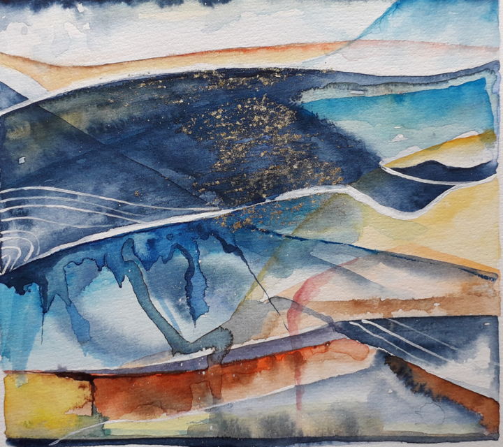 Pintura intitulada "dunas #1" por Pedro Pedro Luiz Correia Dos Santos, Obras de arte originais, Aquarela
