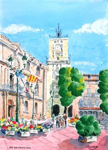 Hôtel de Ville d'Aix en Provence Peinture par Jacky Roger  Artmajeur