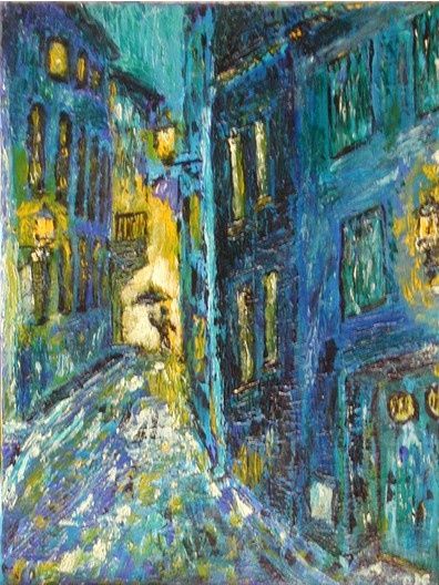 Painting titled "Rue des marins" by Moussupm, Original Artwork, Oil