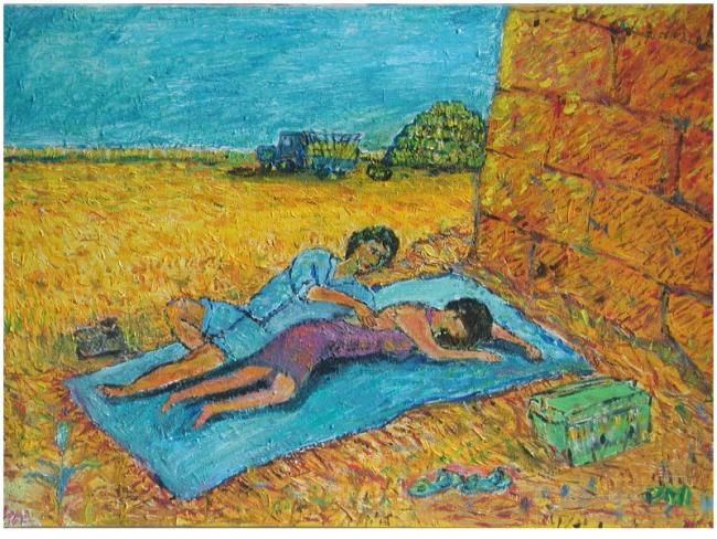 Painting titled "La sieste" by Moussupm, Original Artwork