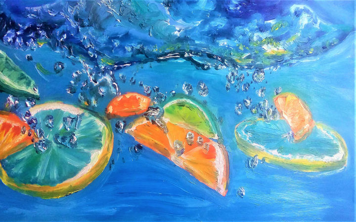 Pintura titulada "Juicy fruits" por Prosto Nastasya, Obra de arte original, Oleo