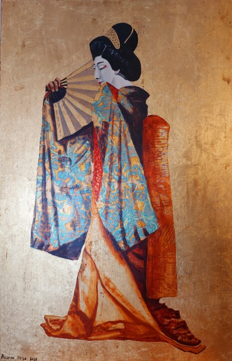 Pittura intitolato "Geisha 1.2" da Poc_a_poc_ibiza, Opera d'arte originale, Olio