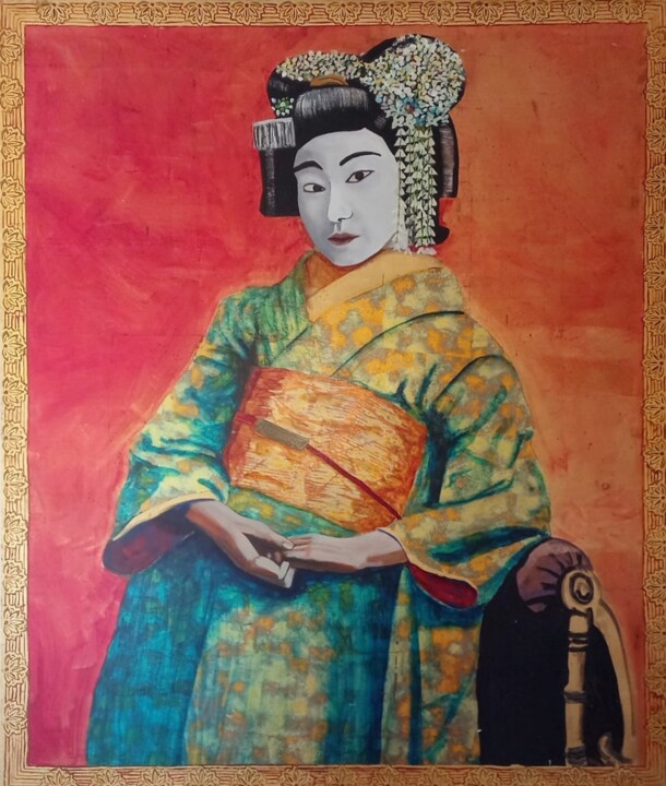 Painting titled "Geisha 1.0" by Poc_a_poc_ibiza, Original Artwork, Oil
